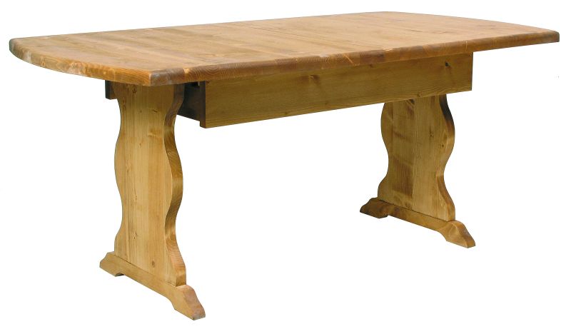 Table extensible pieds Monastère avec 4 allonges. Finition huilée.