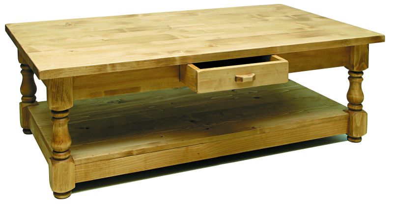 Table basse 1 tiroir. Finition huilée.