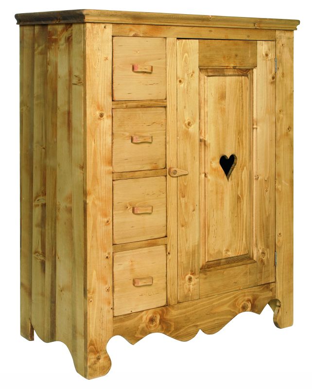 Farinier 1 porte 4 tiroirs. Finition huilée.