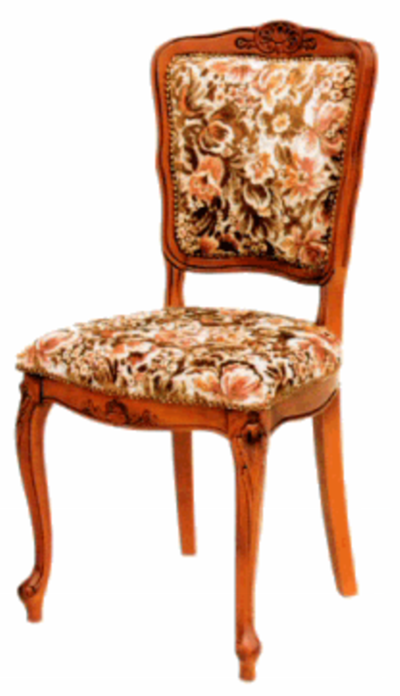 Chaise de style teinté merisier. Réf Louis XV tissu.