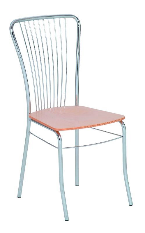 Chaise métal chromé assise bois. Réf 503