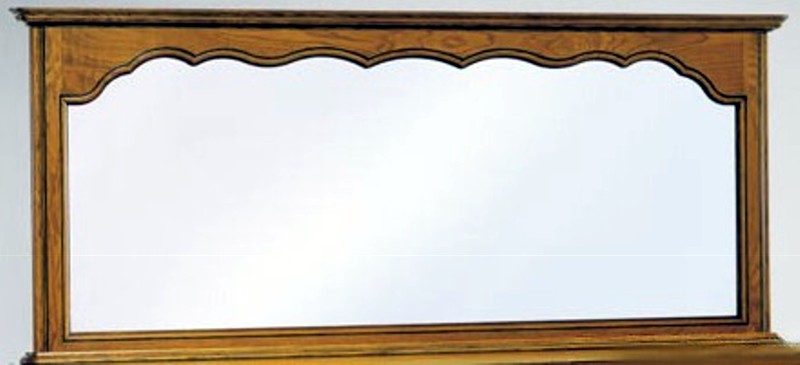 Meuble de salle à manger : Miroir chapeau de gendarme 100 % chêne massif sur enfilade 4 portes. L227 - H106 - P14. Réf La Tremblade