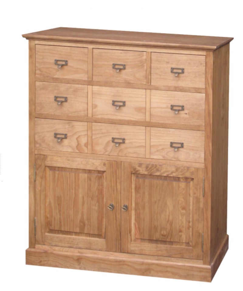 Bahut Pin massif finition ciré ou peint 2P 5T L111 P40 H125