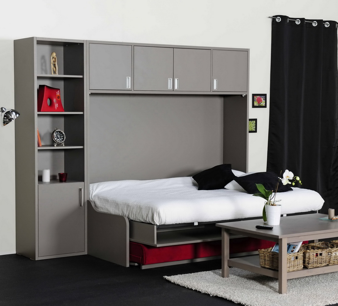 Atena Lit escamotable armoire lit sommier matelas et lattes 80x190